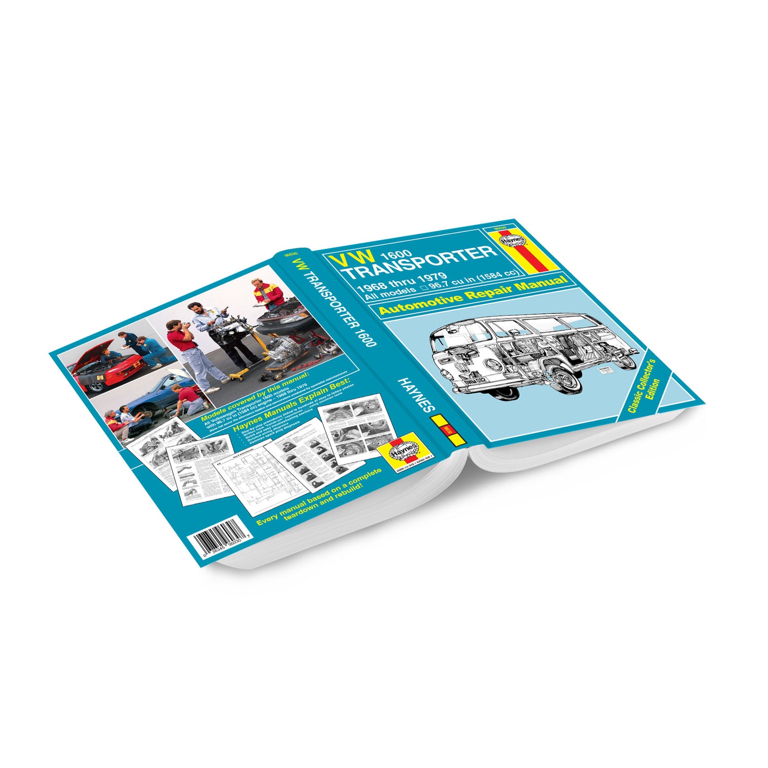 Haynes automotive repair manual for VW Transporter on a white background