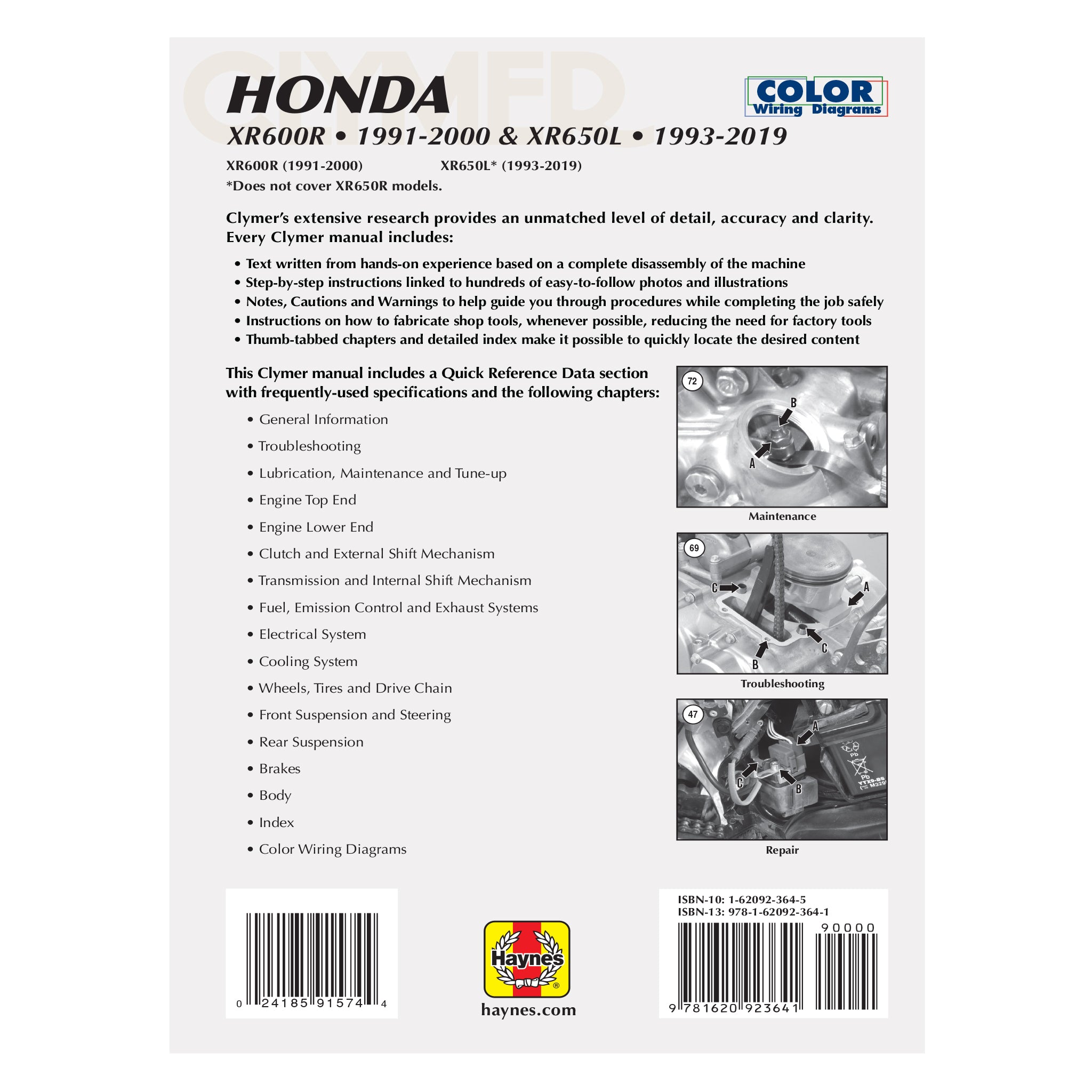 Honda XR600R (1991-2000) XR650L (1993-2019) Service and Repair