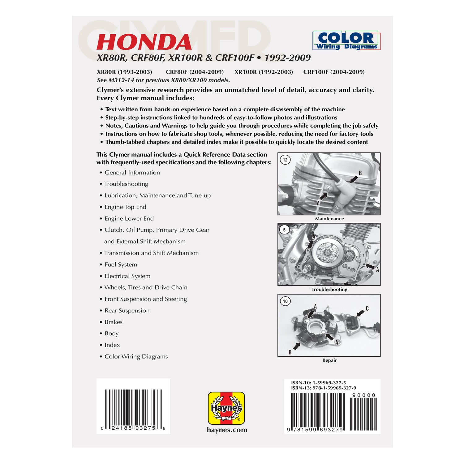 Honda XR & CRF Motorcycle (1992-2009) Service and Repair Manual