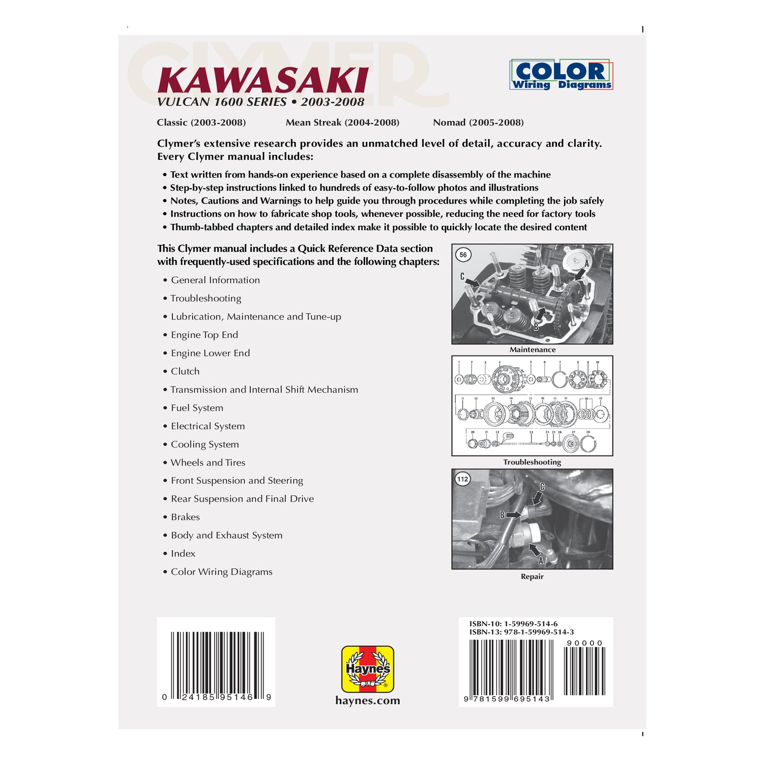 Kawasaki Vulcan 1600 Series Motorcycle (2003-2008) Service Repair Manual