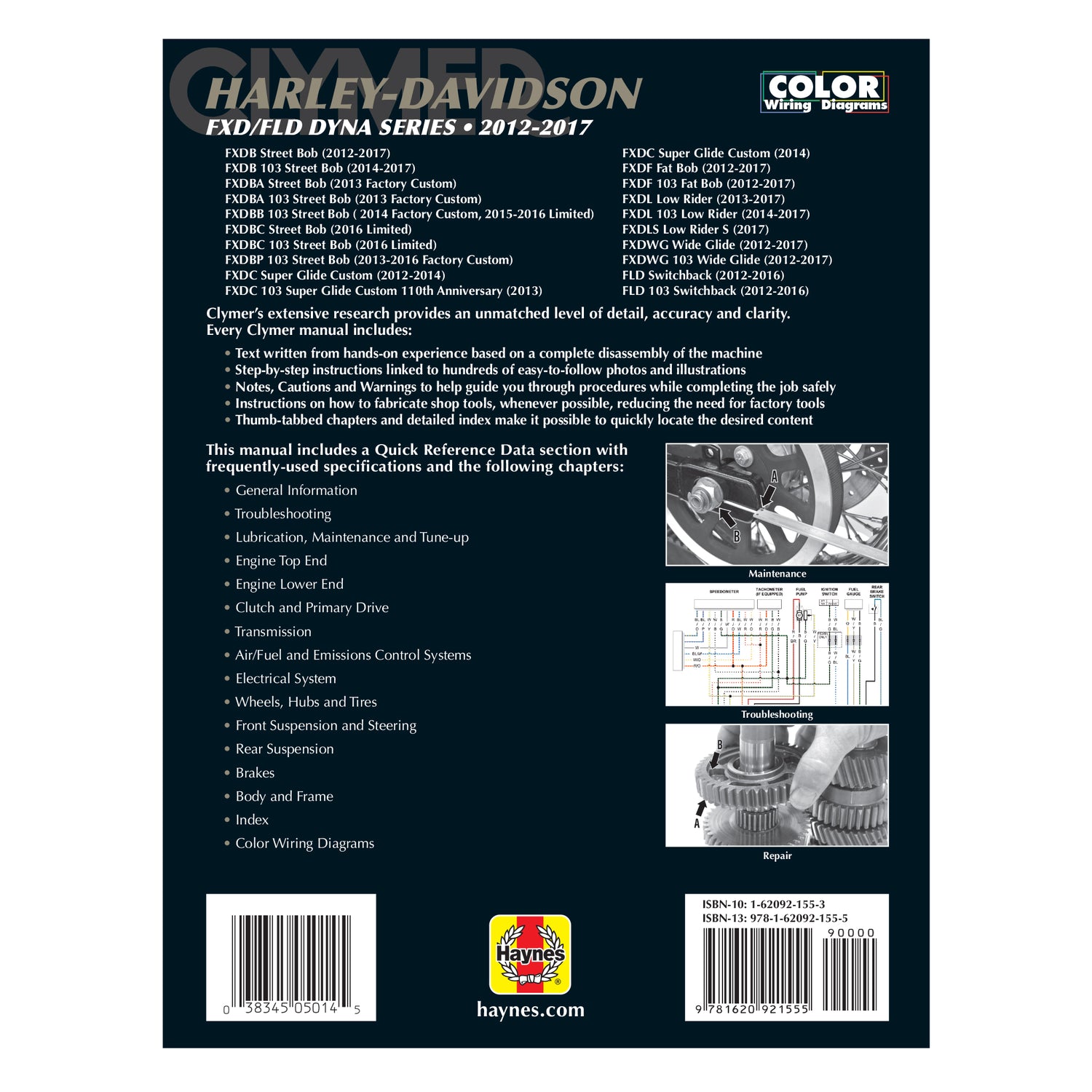 Harley-Davidson FXD/FLD Dyna Series (12-17) Clymer Repair Manual