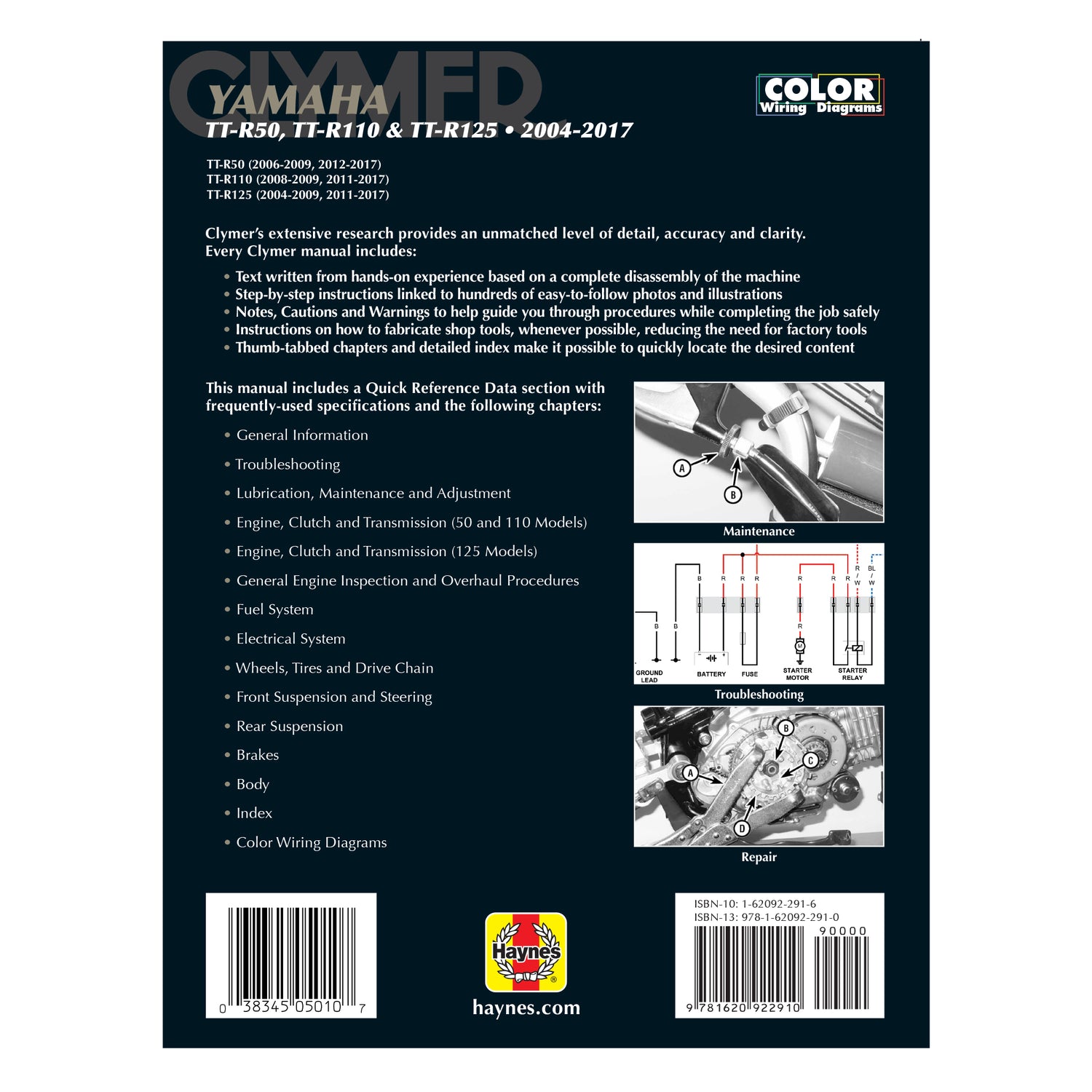 Yamaha TT-R50, TT-R110 and TT-R125 (04-17) Clymer Repair Manual