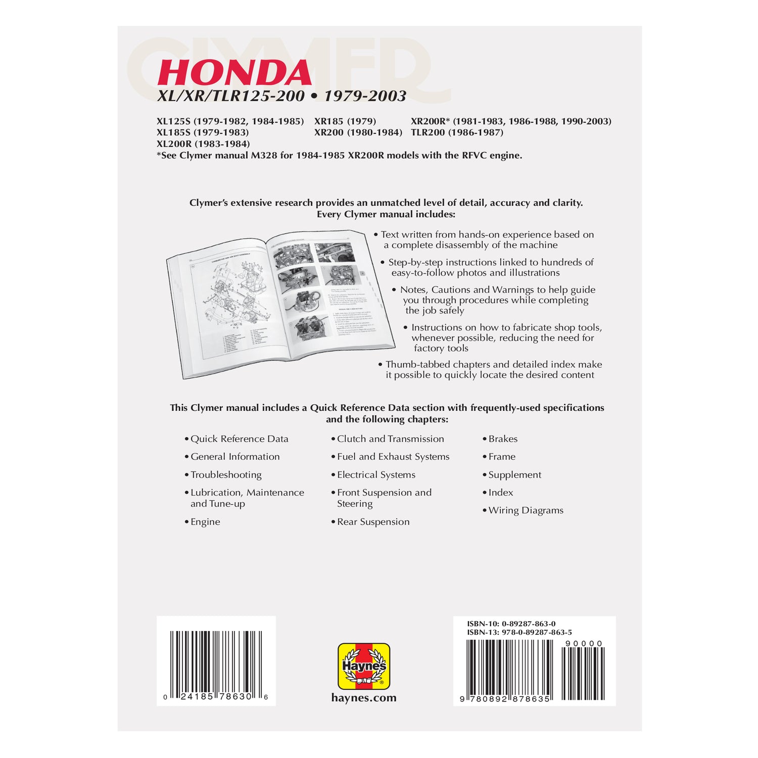 Honda XL/XR/TLR 125-200 Motorcycle (1979-2003) Service Repair Manual