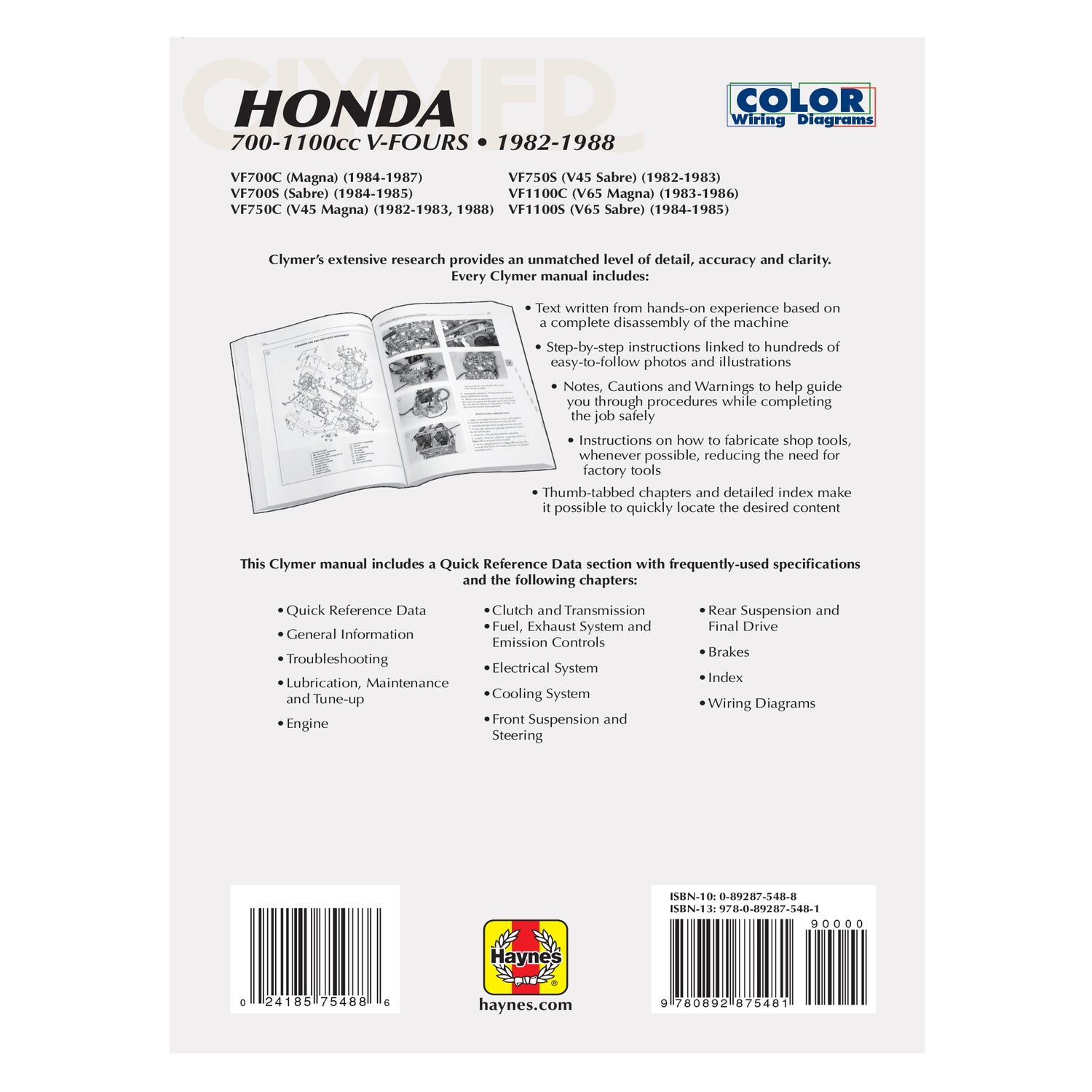 Honda VF700/750/1100 Magna & Sabre Motorcycle (1982-1988) Service Repair Manual