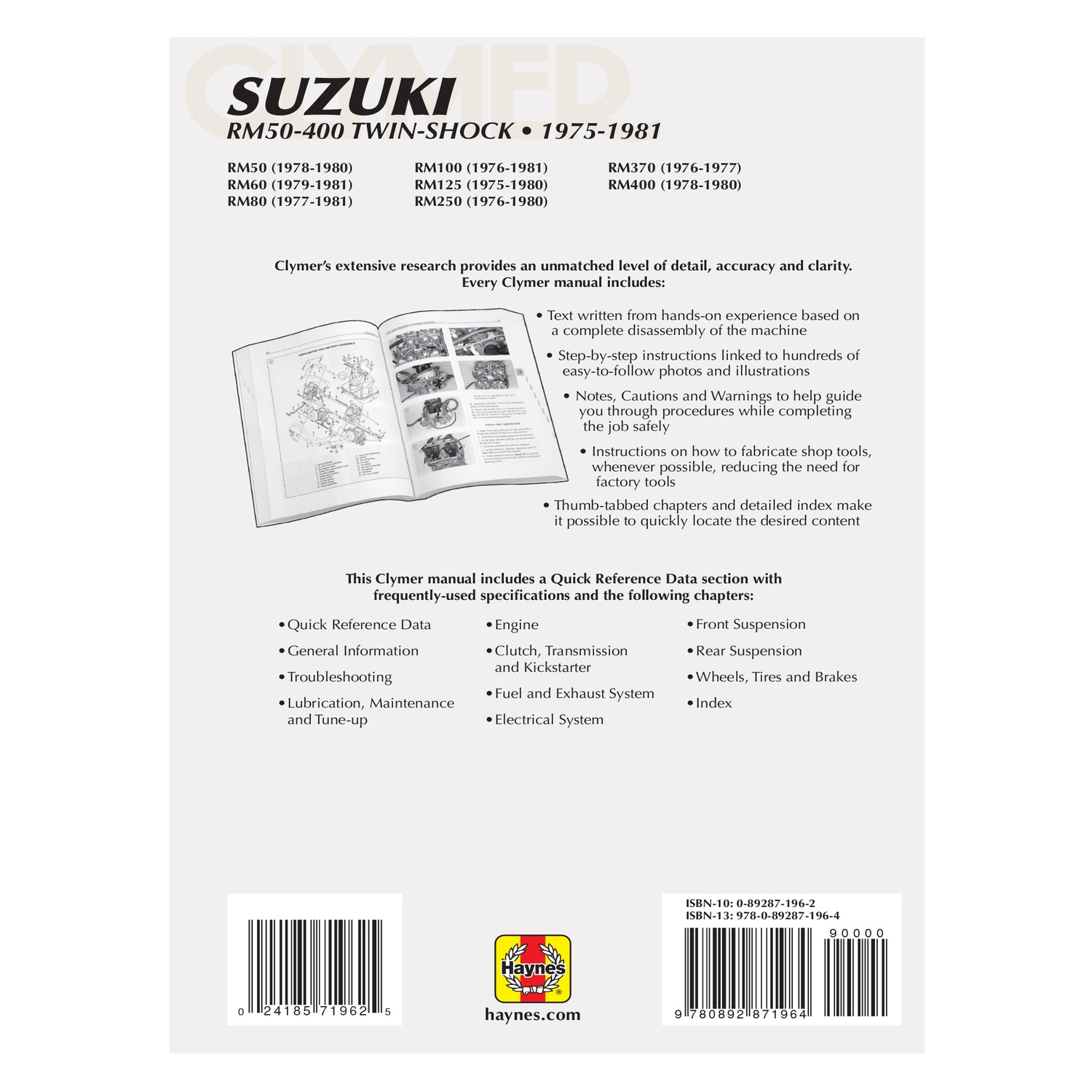 Suzuki RM50-400 Twin Shock Motorcycle (1975-1981) Service Repair Manual