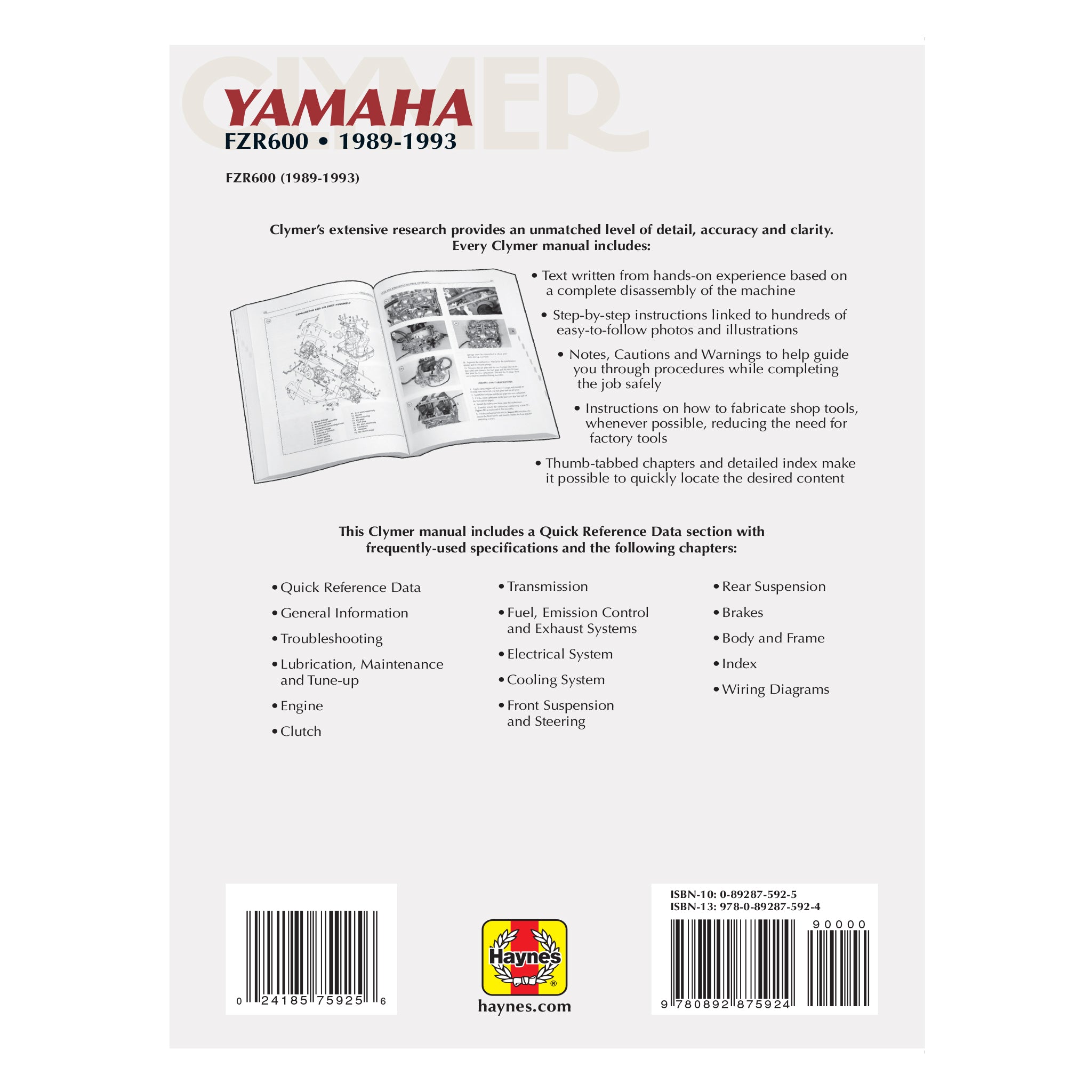 Yamaha FZR600 Motorcycle (1989-1993) Service Repair Manual