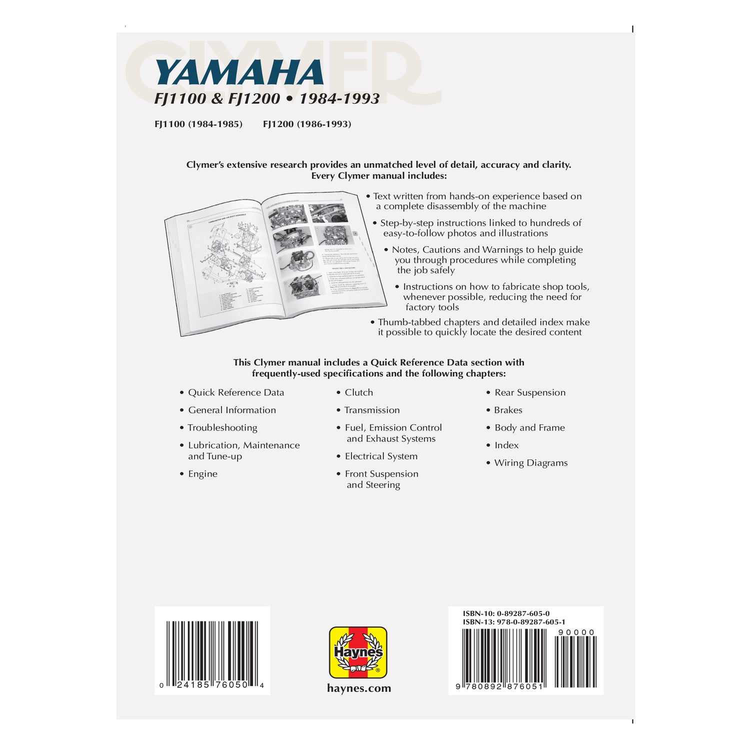 Yamaha FJ1100 and FJ1200 Motorcycle (1984-1993) Service Repair Manual