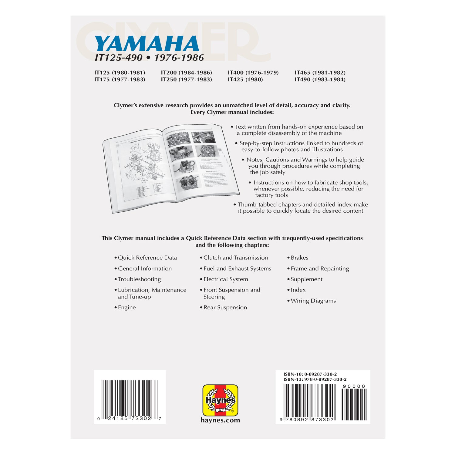 Yamaha IT125-490 Motorcycle (1976-1986) Service Repair Manual