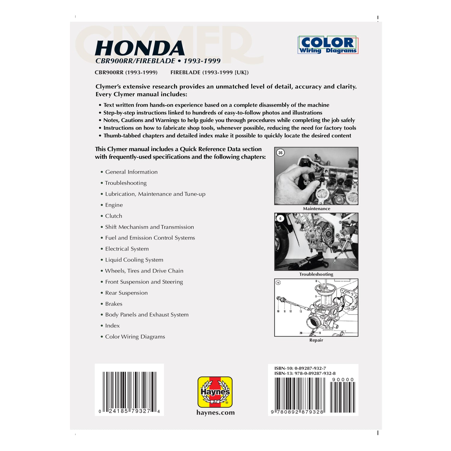 Honda CBR900RR/Fireblade Motorcycle (1993-1999) Service Repair Manual