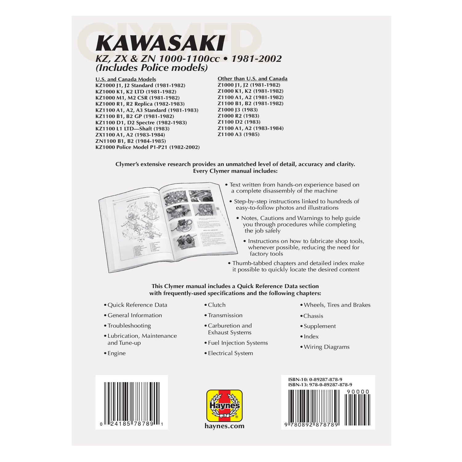 Kawasaki KZ, ZX & ZN 1000-1100cc Motorcycle (1981-2002) Service Repair Manual