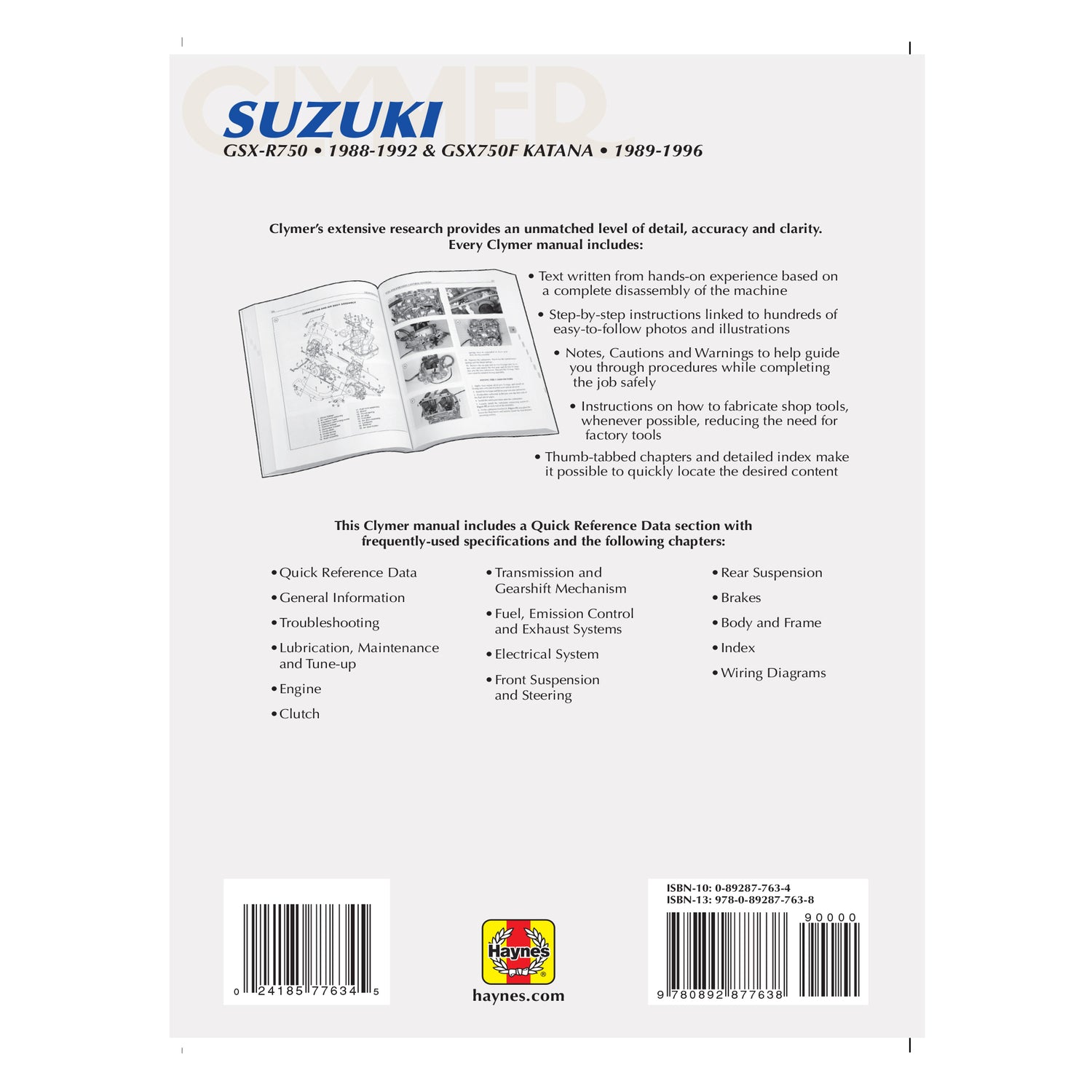 Suzuki GSX-R750 (1988-1992) & GSX750F Katana (1989-1996) Motorcycle Service Repair Manual