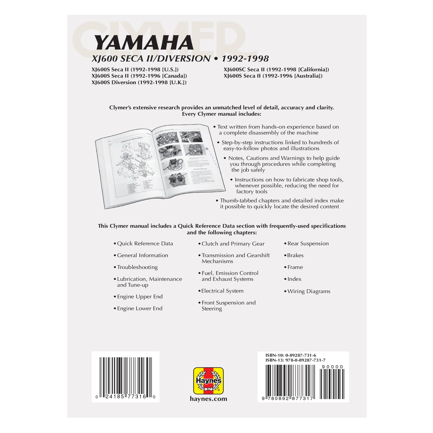 Yamaha XJ600 Seca II/Diversion Motorcycle (1992-1998) Service Repair Manual