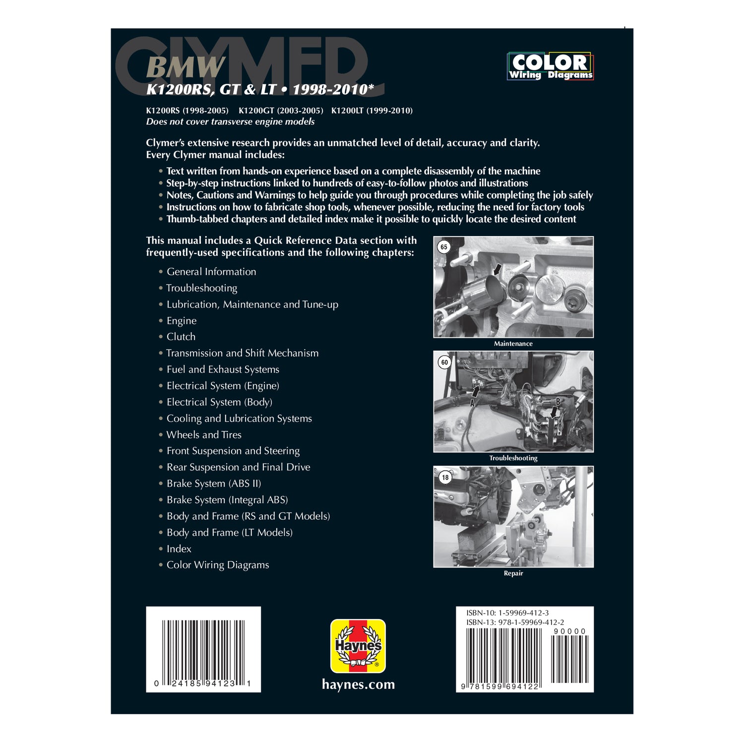 BMW K1200 Motorcycle (1998-2010) - Clymer Service Repair Manual