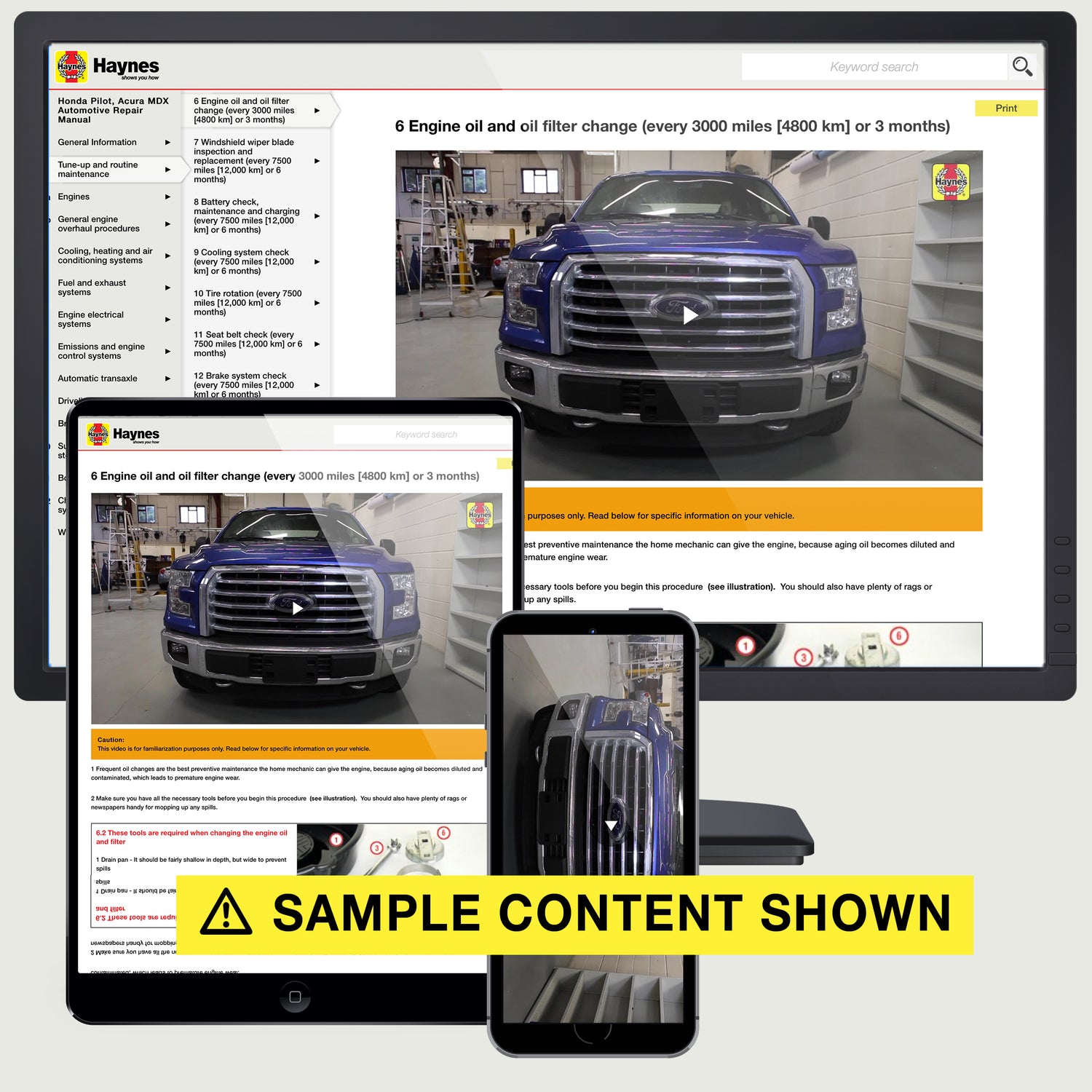 Sample content inside a Haynes Online Manual